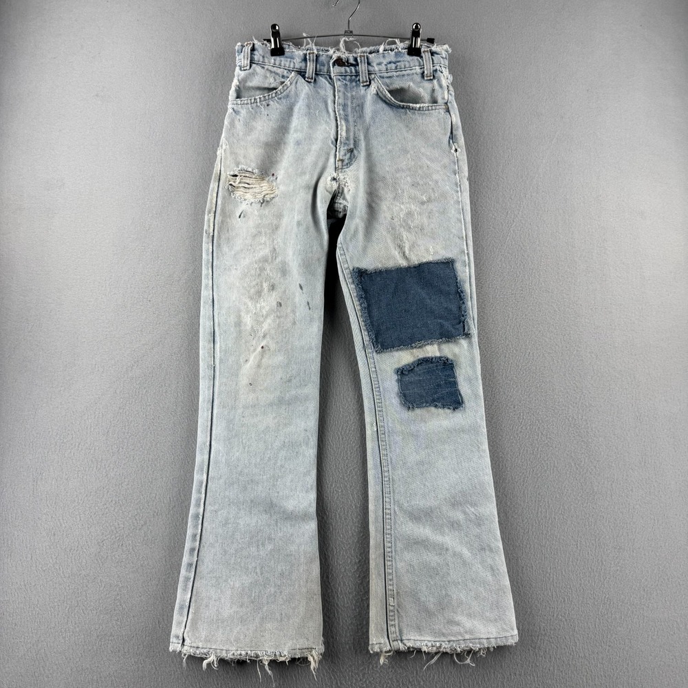 Vintage Levis Jeans Mens Fits 28x28 Blue Distressed 646 Flare Bellbottom‎ 80s